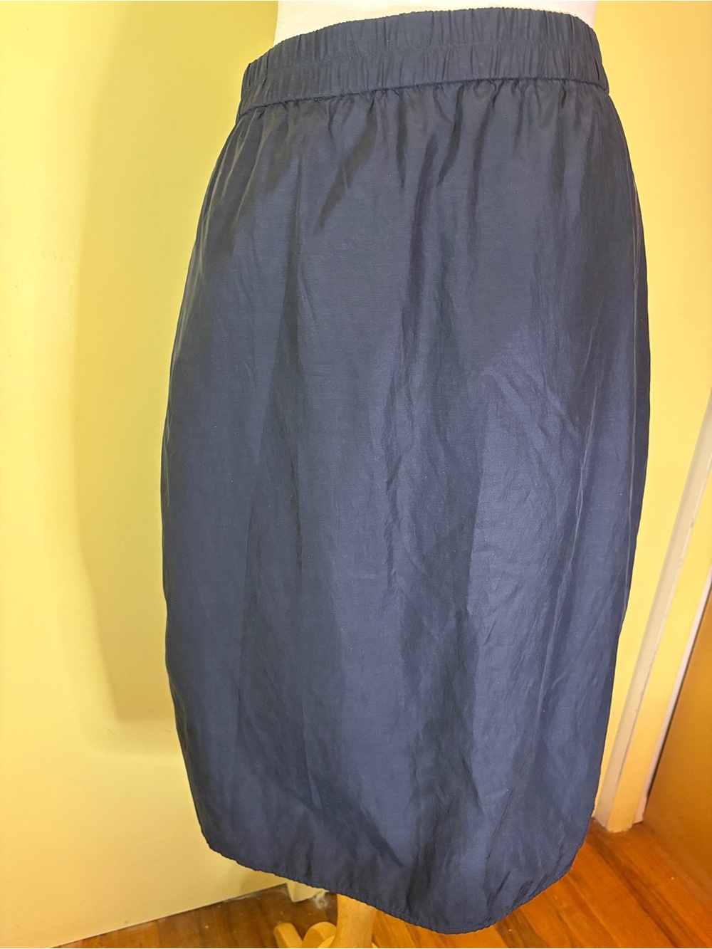 COS Cupro/Cotton Classic Navy Elastic-Waist Skirt - Women